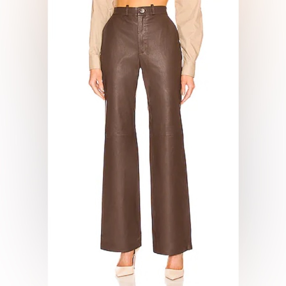 Revolve L'Academie โThe Zaraโ Brown Leather Pant
